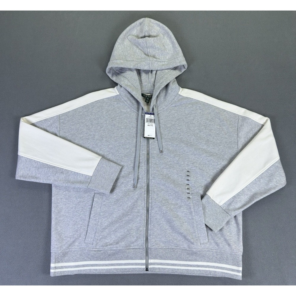 Lauren Ralph Lauren Jacket Hoodie Womens 2XL Grey Track Lounge Baggy New‎